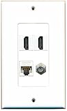 RiteAV - 2 x HDMI and 1 x Ethernet Cat5e and 1 x Coax Cable TV F Type Port Wa...