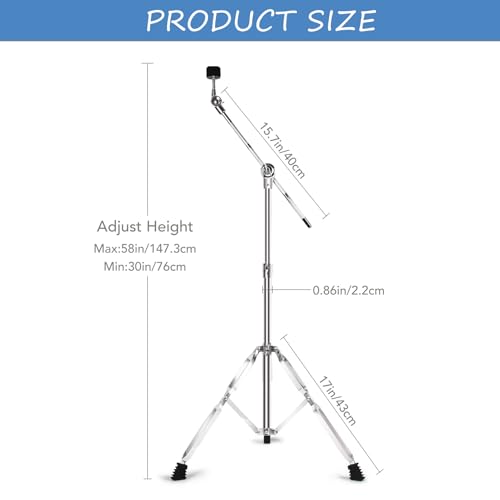 Seteol Hi Hat Stand + Boom Cymbal Stand Set, Upgraded 3-Leg Adjustable Hi-Hat Cymbal Stand with Smooth Pedal, Adjustable Boom Cymbal Stand for Drum Hardware for Mounting Crash, Ride, Splash Cymbal