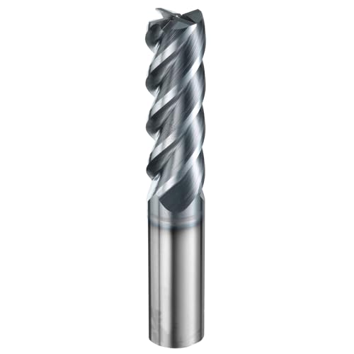 Image of HARFINGTON Carbide Square Nose End Mill Bit 1 /2 inch Cut Dia 4 Flutes TiAlN Coated Milling Cutter for Hardened Steel Metal (1 /2 inch Shank 1-1 /2 inch Cut Length 3 inch Long 45 Degree Helix HRC53-55)