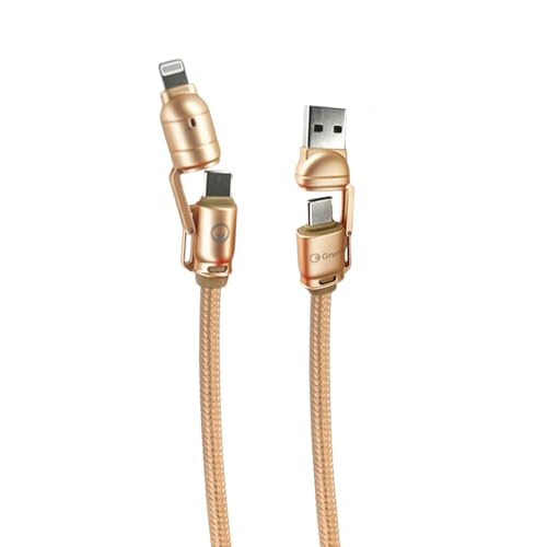 Image of GrunXLASSO 240W 4 in 1 Fast Lanyard | Metal Port Charging & Data Transfer Cable For GenZ | Super Durable 6 CORE With E-Marker Chip | Supporting Thunderbolt, Type C & Type A for All Smartphones