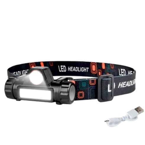Lanterna de Cabeça LED Ajustável Carregamento USB