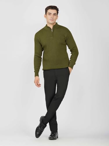 Image of LOQUE Men's Wool Blend Selection Sweater Half Zip High Neck Pullover Warm Casual Winter Wear for Office and Travel