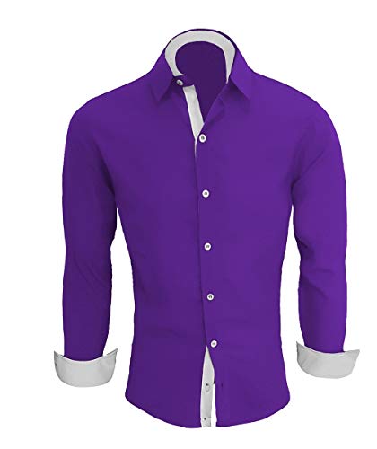 Camisa Social Masculina Slim Fit Luxo Camiseta Manga Longa (Vermelho, M)
