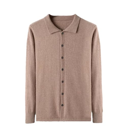 Suéter de cachemira de visón para hombre, suéter de punto liso, suéter tipo polo, Gaoya Marrón Gris, S