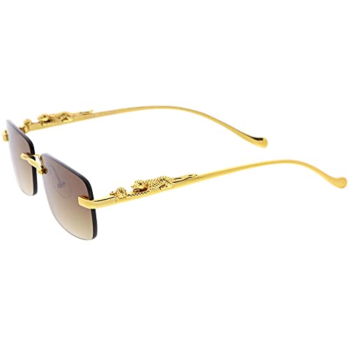 Image of zeroUV Luxe Jaguar Metal Plated Temple Rimless Vintage Square Sunglasses D244