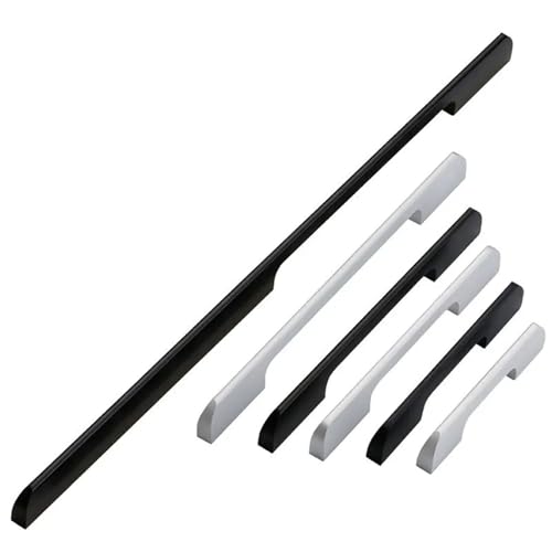 DFLPBHAV Kitchen Bathroom Push Pull Handles Drawer Flush Handle Hardware Accessories Aluminum Alloy Furniture Cabinet Door Handle 1Pcs(Black 6801-96mm)