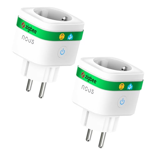 NOUS A7Z ZigBee Smart Steckdose mit Energieüberwachung 16A App- & Sprachsteuerung Zeitplan & Timer Kompatibel mit Alexa Google Home Home Assistant Tuya ZigBee-Hub Erforderlich 2 Pack