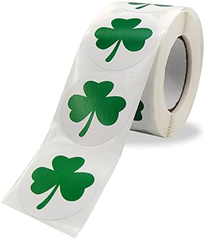 FUNWALTILES Various Designs Sticker Ireland St Patrick's Day Clover Shamrock Green 500pcs Gift Decoration Seals Roll Labels Sticker