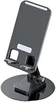 Suporte Ajustável Universal para Celular e Tablet, Base Antiderrapante, Dobrável 360°, Altura Regulável, Alumínio, Prata