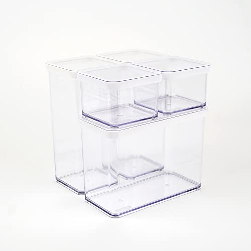 Rotho Loft 5er-Set Vorratsdosen mit Deckel verschiedene Größen, lebensmittelechter Kunststoff (PP) BPA-frei, transparent/weiss, (21.4 x 21.4 x 23.5 cm)*