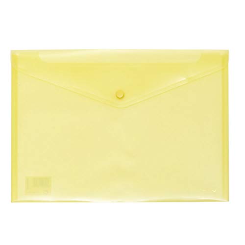 Grafoplas - Sobre de Plástico con Cierre Clic Ecoplás, Tamaño A4 Folio, 33,4x23,5cm, Polipropileno, Color Amarillo Translúcido, Protege y Transporta Documentos Escolares, Domésticos y de Oficina