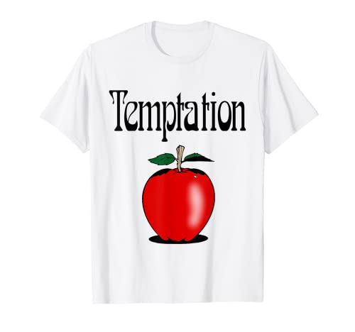 Tentation avec une pomme - Texte noir T-Shirt