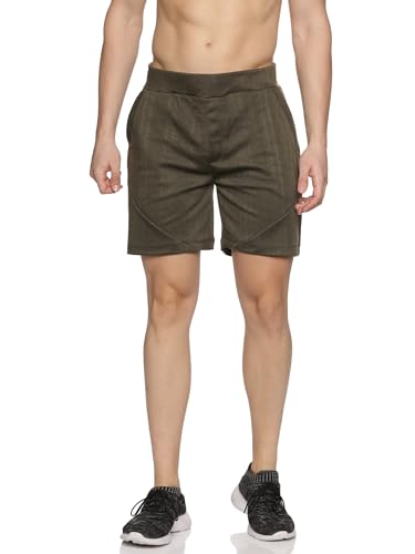 Image of DOMIN8 Basic Shorts for Men | Gym Shorts | Best for Yoga, Training Short for Boys | Casual Boxer for Men | Olive Green - S