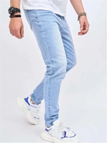 Men's Classic Washed Business Jeans Slim Distressed Stretch Straight Denim Pants 5