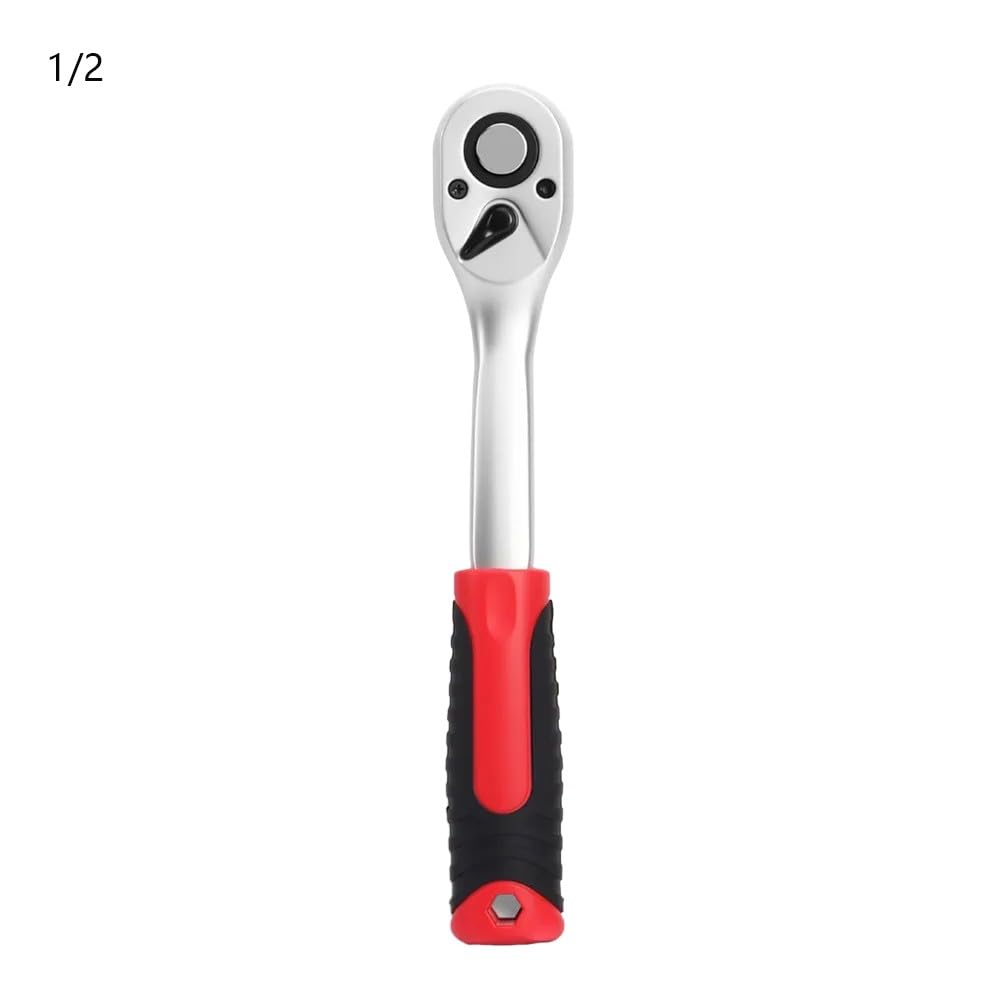 Llave de trinquete de 72 dientes de 1/10.2 cm 3/20.3 cm 1/5.1 cm, mango reversible de liberación rápida con arco de 5°, herramienta de metal ergonómica para mecánicos