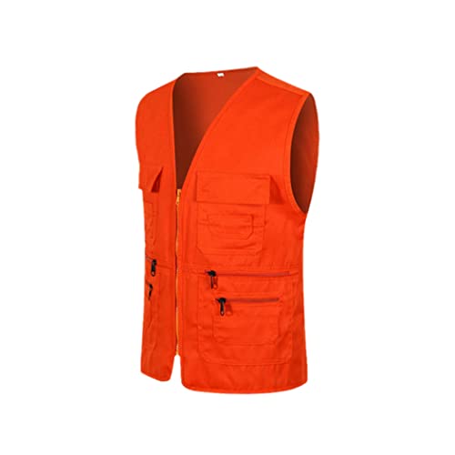 Gilet de peche orange XXXL sans manches doté de multiples poches
