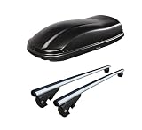 Kit BOX BAULE da Tetto auto FARAD MARLYN Capacita' 480 litri con 2 Barre Portatutto Porta Pacchi Bagagli (NON ORIGINALE) COMPATIBILE con Renegade dal 2014 in poi - 1-9431 - A2101 -