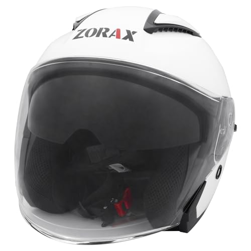 Casque Jet Moto Vintage Zorax Blanc L double visière homologué ECE 22-06