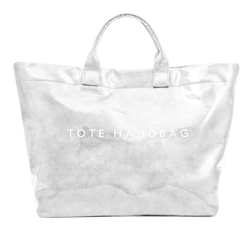 Bolsa Tote grande de PVC para mujer color blanco