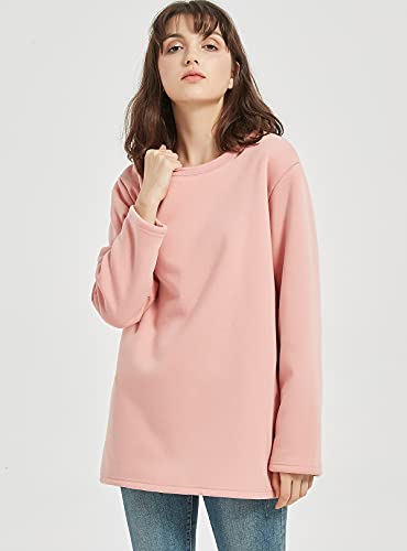 Image of Flygo Women's Winter Warm Sherpa Lined Fleece Crewneck Sweatshirt Pullover Loungewear Tunic Tops