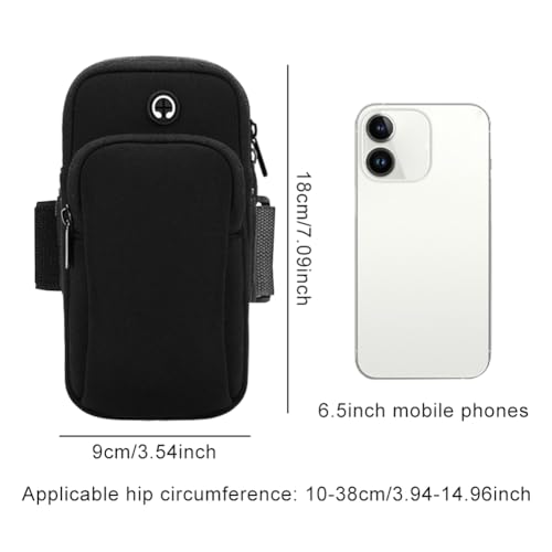 Image of Phone Holder for Running, Universal Adjustable Arm Band Key Card Bag Fit Gym Jogging Hiking Exercise Walking Workout, Running Armband for Phone Under 7 Inch(Black)