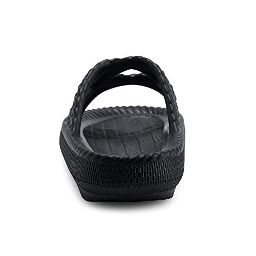 Welltree Slides For Women Pillow Slippers Breathable Sandals Shower Shoes Comfort Cloud Slides,Black,7 #TOP4