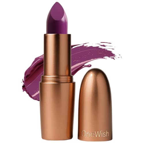 Image of One Wish Creamy Matte Lipstick Long Lasting for Women - Purple AF Shade 22 | Full Coverage | Creamy Formula | No Flaky Lips | No Dryness | High-Pigment | SPF | Vitamin E, Almond Oil & Shea Butter for Moisturising Lip | 8 Hrs Lasting | Smooth Finish | 3.8 gm