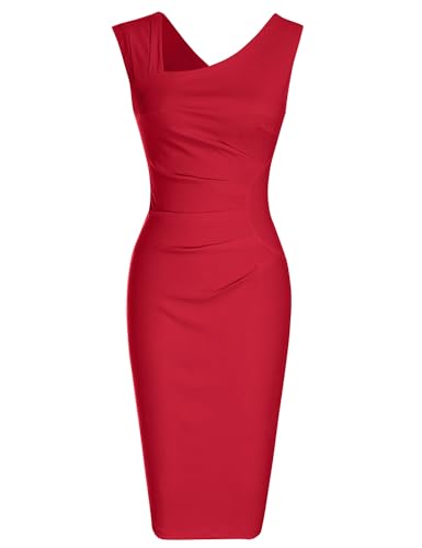 Image of MUXXN Women's Retro 1950s Style Sleeveless Slim Business Pencil Dress