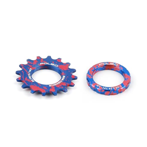 POLSO 固定ギアコグ 13T/14T/15T/16T/17T/18T 固定ギアシングルスピード自転車フライホイールピース&ロックリングフライホイールサイクリングパフォーマンス向上のためのフィクスチャートラックバイクハブ用(グレイシャーブルー、16T)