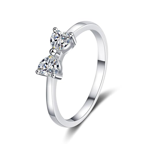Bague moissanite StarGems nœud papillon argent 925, cadeau idéal