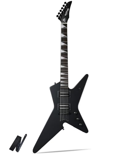 WestCreek Guitars - Guitarra eléctrica de cuerpo sólido de metal pesado (negro)