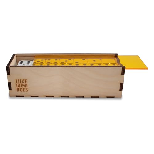 Deluxe Modern Domino Set Double Six en caja de madera con tapa acrílica miniatura 4