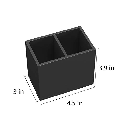 Image of NIUBEE Acrylic Pen Holder 2 Compartments, Black Pencil Organizer Cup for Countertop Desk Accessory Storage