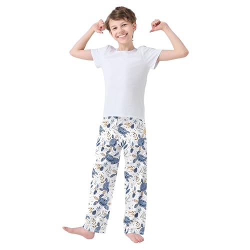 Sea Turtle Style Pajama Pants Lounge Sleep Pants Elastic Waist Long Pajama Bottoms with Pockets for 6-14 Years3