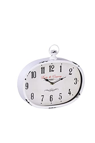 Dozily Oval Vintage Wall Clocks Battery Operated Silent Non-Ticking Decor Wall Clocks (White) #TOP1