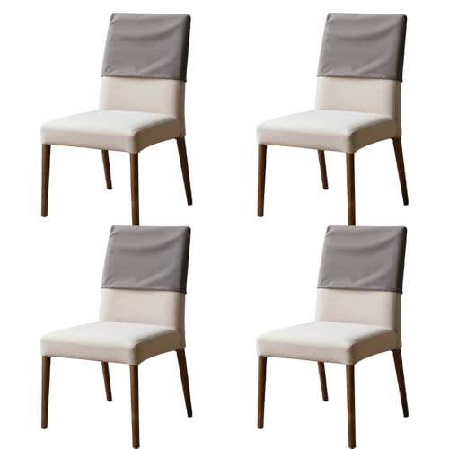 4Pcs Dining Chair Back Covers Elastic Polyester Chair Back Protective Covers Dustproof Backrest Slipcover for Office Home Dining Room Kitchen Hotel(35×48cm,Gray)