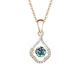 Musihy Collares de moda para mujer, collares con colgante de gota de agua hueca con moissanita verde azulado de 5 mm, Metal, Moissanita