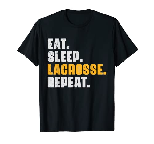 Eat Sleep Lacrosse Repeat – Funny LAX Lacrosse Retro Vintage T-Shirt