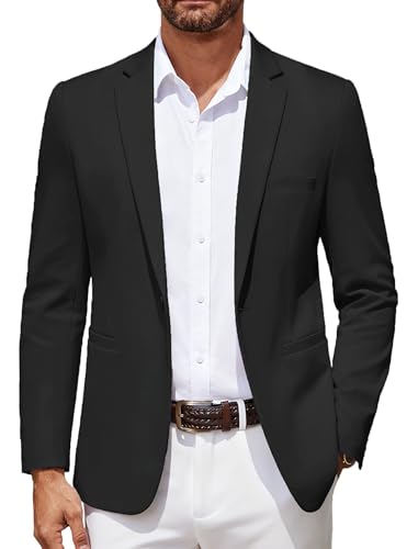 COOFANDY Men's Casual Blazer Lightweight Sport Coat One Button Suit Jacket Black