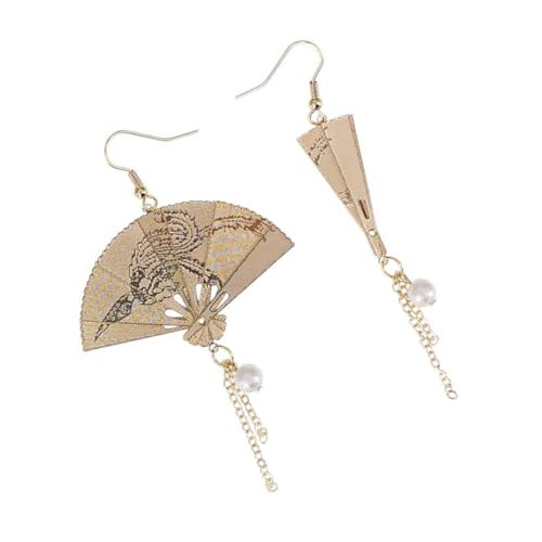 GALPADA Boucles d'Oreilles Éventail Pliables pour Femme Lot de 2 Longues Perles Style Créatif Alliage Doré Clous d'Oreilles Mode Accessoire pour Fête Mariage ou Cérémonie