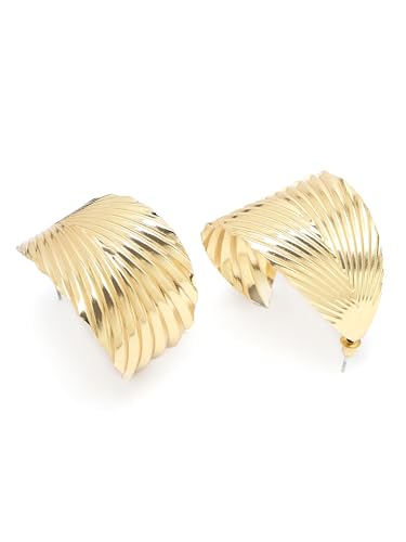 Image of Bohey by KARATCART Gold-Toned Classic Half Hoop Earrings for Women