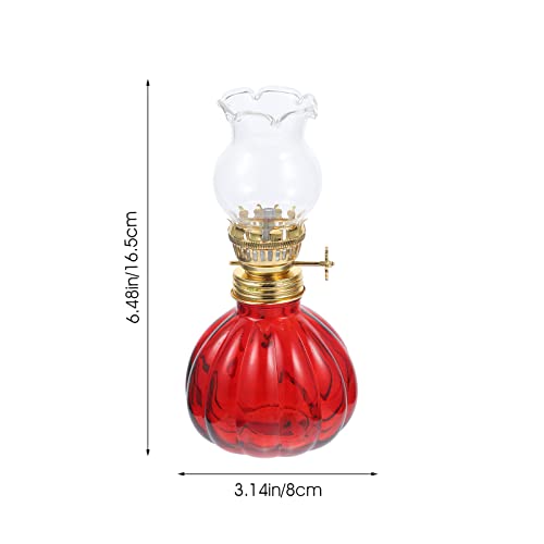 Hemoton Delicate Vintage Kerosene Oil Lamp Glass Lantern for Use for Weddings Parties and Home Decor Smooth Texture Beautiful Design Emergency Lighting - Thumbnail 5