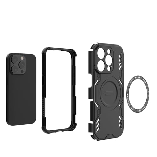 Pełna osłona zawiasu Kompatybilny z iPhone 15 Pro Pełna obudowa Wytrzymała Odporna na wstrząsy Twarda Cienka Solidna Wsparcie Bezprzewodowe etui ładujące Ochronne etui na telefon(Noir)