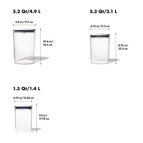 Recipientes OXO Good Grips Round POP 2.0, pacote com 3, branco/transparente