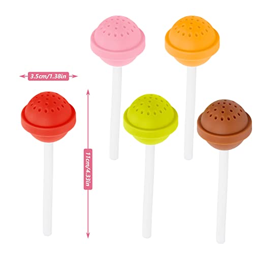 Veiren Set Of 10 Silicone Tea Infusers Reusable Creative Lollipop Tea Filter Strainer For Loose Leaf Tea Coffee Herbal Spice Filter Diffuser Teaware 5 Colors #TOP3