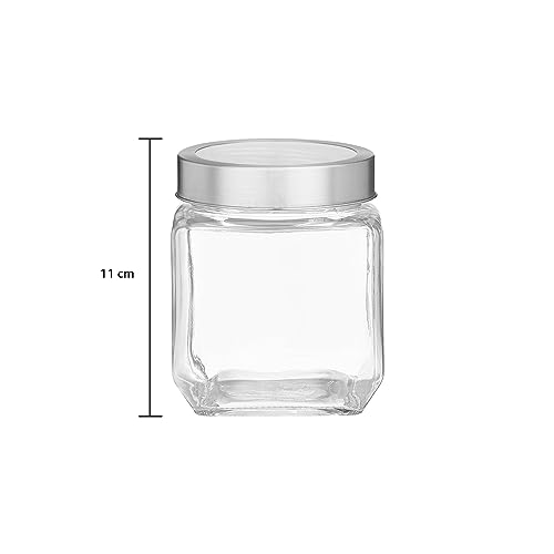 Amazon Brand - Solimo - Set of 4 Glass Jars - 500 ml - BPA-free, Airtight, Transparent