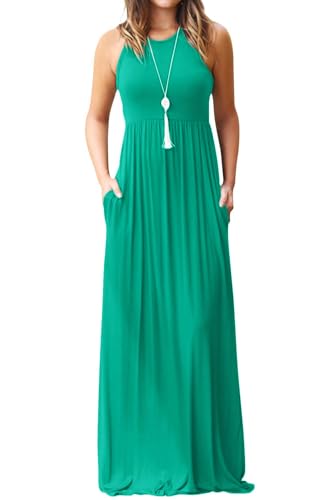 Image of DEARCASE Women's Sleeveless Summer Maxi Dress with Pockets,Beach,Vacation