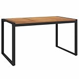 'vidaXL Rectangular Acacia Wood Garden Table with U-shaped Legs - Industrial Style Brown Outdoor Patio Furniture for Dining and Gatherings