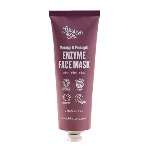 Lucy Bee Pineapple Enzyme Face Mask & Gel Cleanser, Certified Organic Rinse Off Face Mask, Gently Exfoliate & Unclog Pores