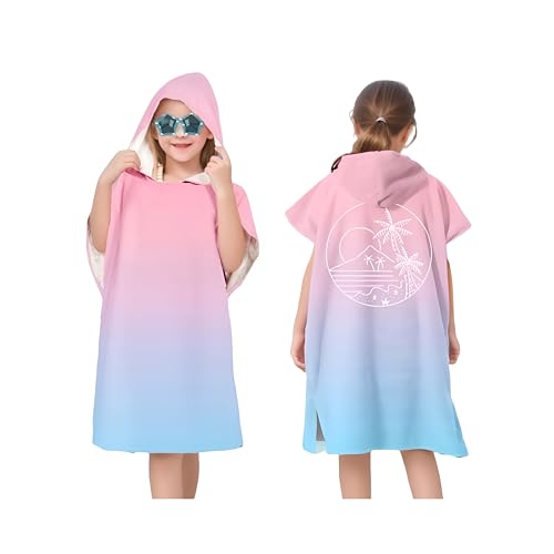 Proumhang Poncho de Surf/Bain/Piscine/Plage pour Enfants,Serviette de Bain à Capuche en Microfibre,Peignoir à Langer en éponge,Poncho de Bain à Capuche...